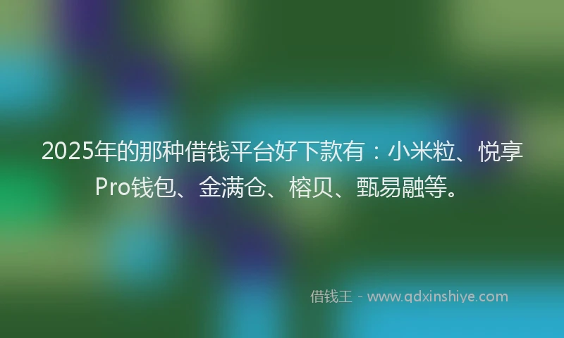 2025年的那种借钱平台好下款有：小米粒、悦享Pro钱包、金满仓、榕贝、甄易融等。