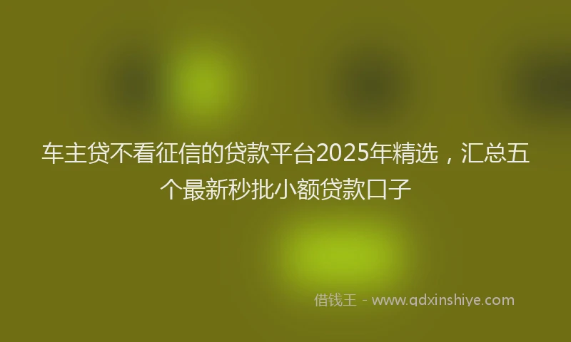 车主贷不看征信的贷款平台2025年精选，汇总五个最新秒批小额贷款口子