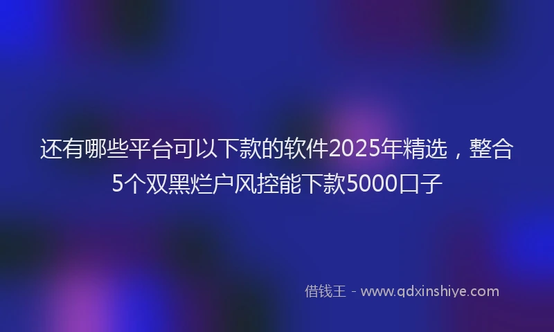 还有哪些平台可以下款的软件2025年精选，整合5个双黑烂户风控能下款5000口子