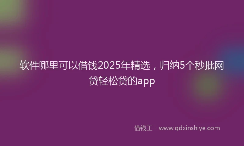 软件哪里可以借钱2025年精选，归纳5个秒批网贷轻松贷的app