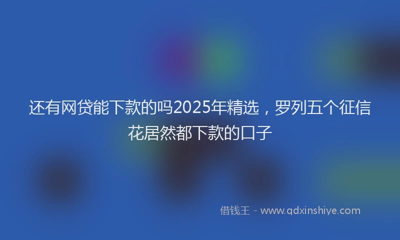 还有网贷能下款的吗2025年精选，罗列五个征信花居然都下款的口子