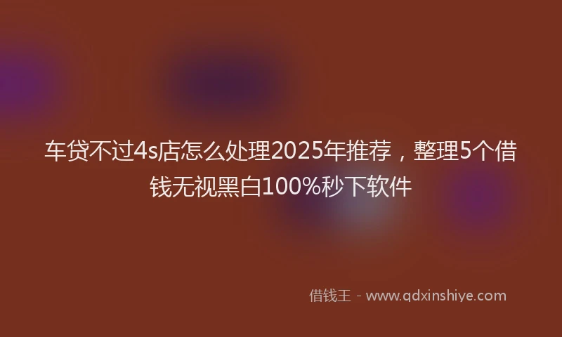 车贷不过4s店怎么处理2025年推荐，整理5个借钱无视黑白100%秒下软件