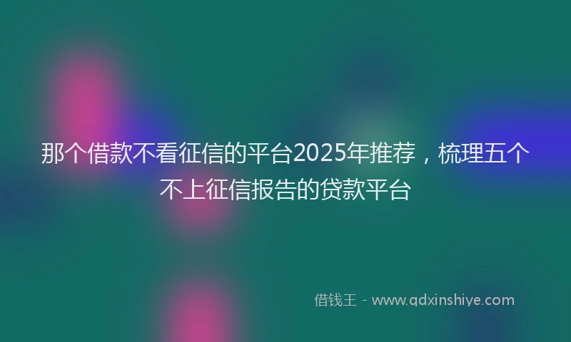 那个借款不看征信的平台2025年推荐，梳理五个不上征信报告的贷款平台