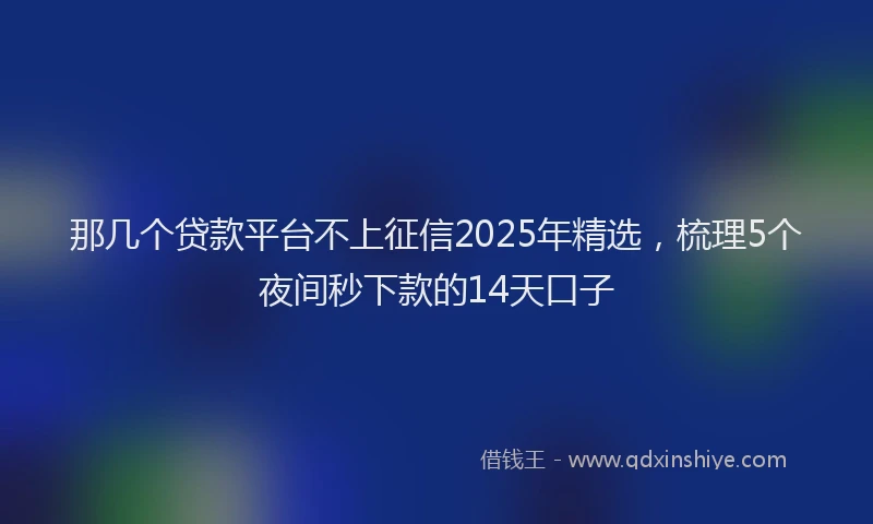 那几个贷款平台不上征信2025年精选，梳理5个夜间秒下款的14天口子