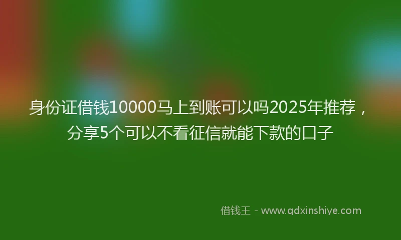 身份证借钱10000马上到账可以吗2025年推荐，分享5个可以不看征信就能下款的口子