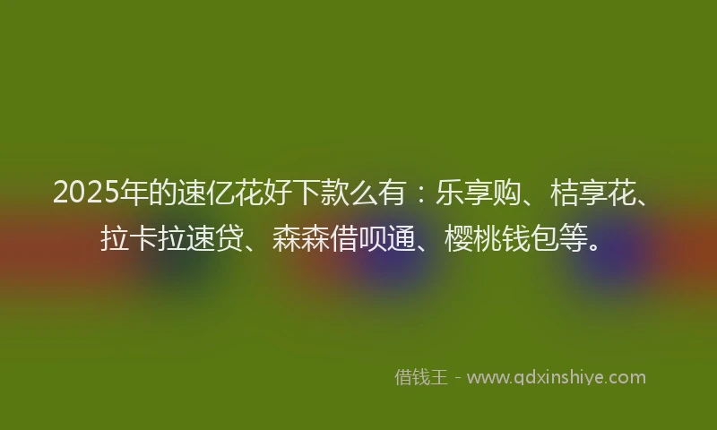 2025年的速亿花好下款么有：乐享购、桔享花、拉卡拉速贷、森森借呗通、樱桃钱包等。