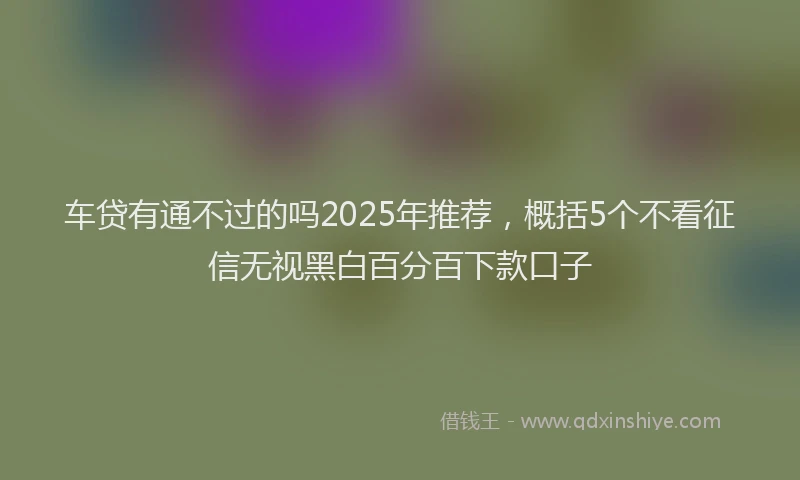 车贷有通不过的吗2025年推荐，概括5个不看征信无视黑白百分百下款口子