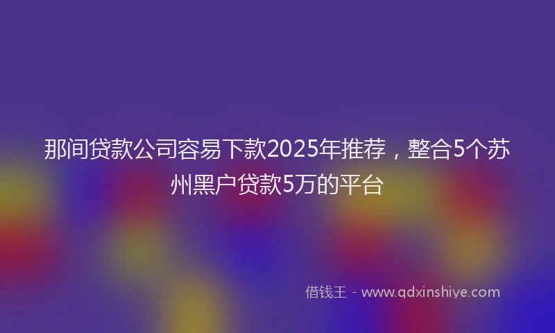 那间贷款公司容易下款2025年推荐，整合5个苏州黑户贷款5万的平台