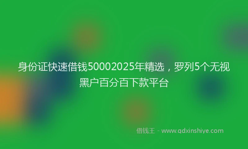 身份证快速借钱50002025年精选，罗列5个无视黑户百分百下款平台
