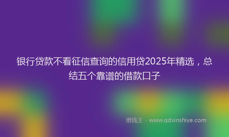 银行贷款不看征信查询的信用贷2025年精选，总结五个靠谱的借款口子