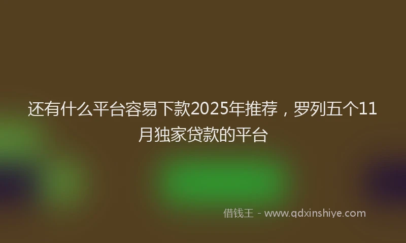 还有什么平台容易下款2025年推荐，罗列五个11月独家贷款的平台