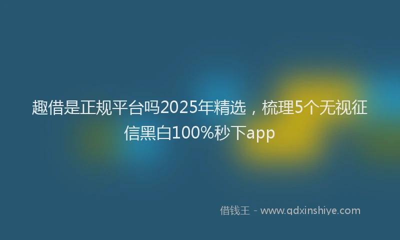 趣借是正规平台吗2025年精选，梳理5个无视征信黑白100%秒下app