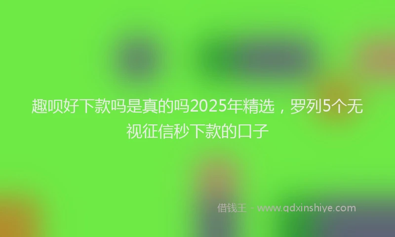 趣呗好下款吗是真的吗2025年精选，罗列5个无视征信秒下款的口子