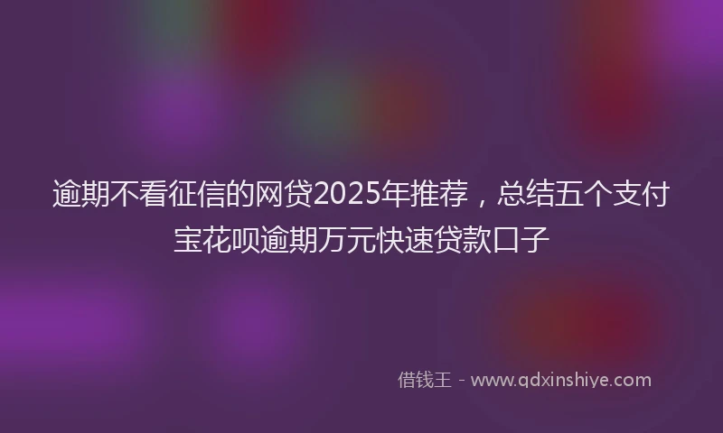 逾期不看征信的网贷2025年推荐，总结五个支付宝花呗逾期万元快速贷款口子