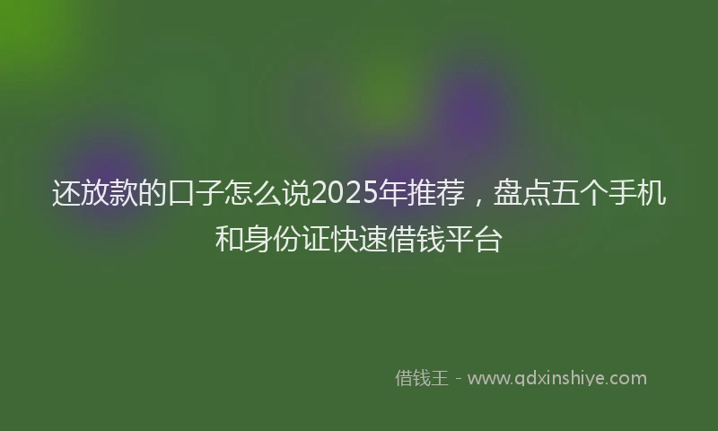 还放款的口子怎么说2025年推荐，盘点五个手机和身份证快速借钱平台