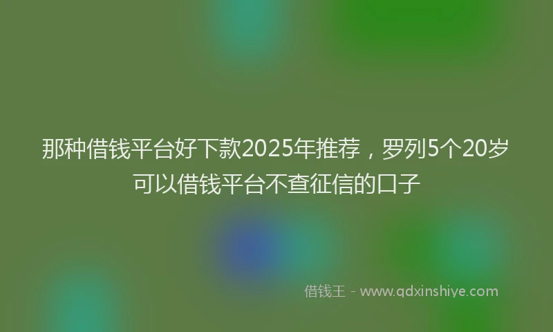 那种借钱平台好下款2025年推荐，罗列5个20岁可以借钱平台不查征信的口子