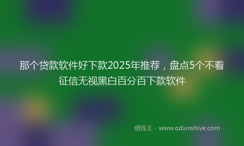 那个贷款软件好下款2025年推荐，盘点5个不看征信无视黑白百分百下款软件