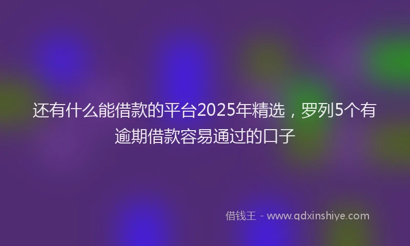 还有什么能借款的平台2025年精选，罗列5个有逾期借款容易通过的口子