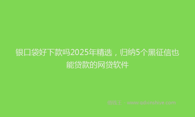银口袋好下款吗2025年精选，归纳5个黑征信也能贷款的网贷软件