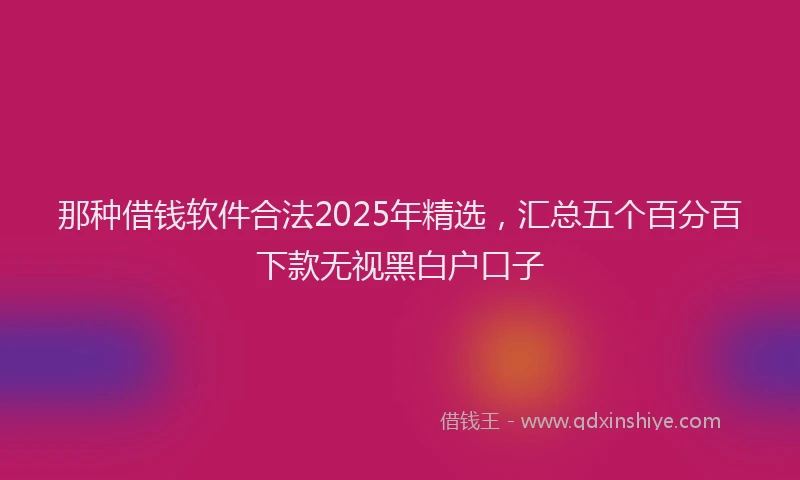 那种借钱软件合法2025年精选，汇总五个百分百下款无视黑白户口子