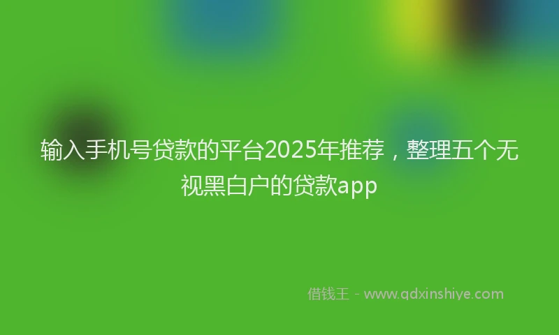 输入手机号贷款的平台2025年推荐，整理五个无视黑白户的贷款app