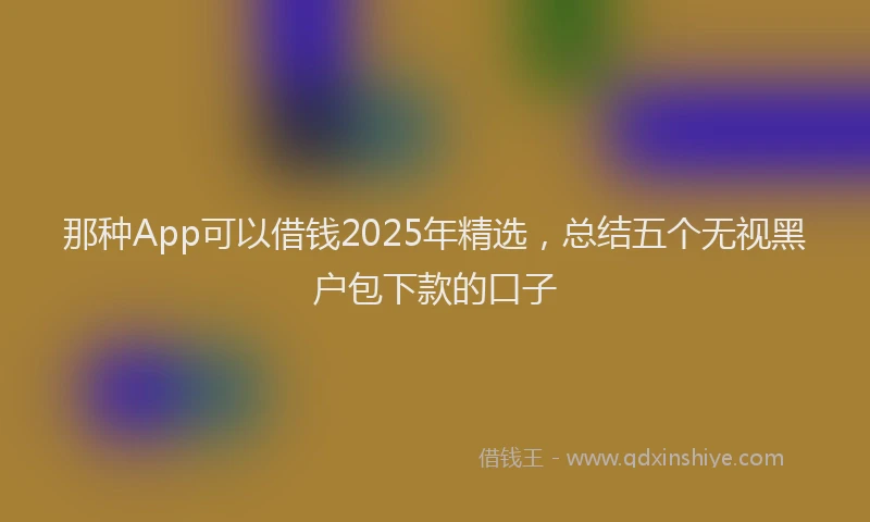 那种App可以借钱2025年精选，总结五个无视黑户包下款的口子