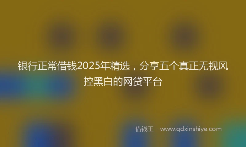 银行正常借钱2025年精选，分享五个真正无视风控黑白的网贷平台