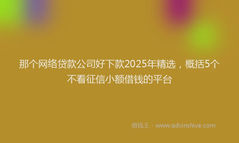 那个网络贷款公司好下款2025年精选，概括5个不看征信小额借钱的平台
