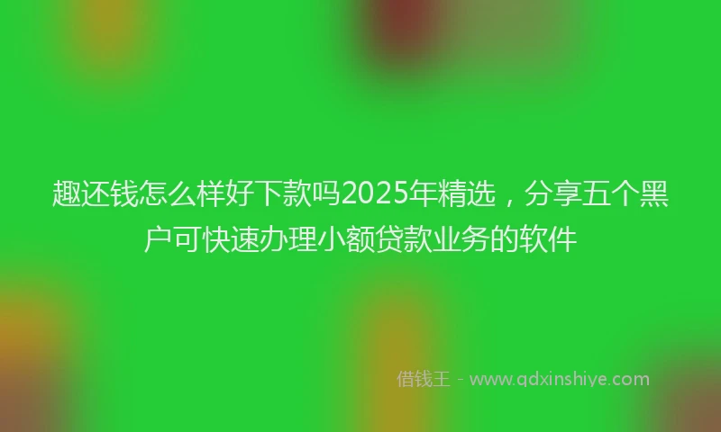 趣还钱怎么样好下款吗2025年精选，分享五个黑户可快速办理小额贷款业务的软件