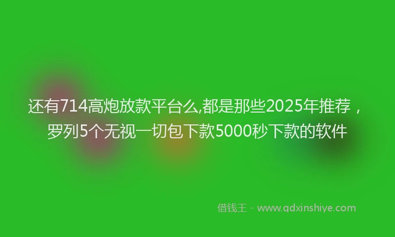 还有714高炮放款平台么,都是那些2025年推荐，罗列5个无视一切包下款5000秒下款的软件