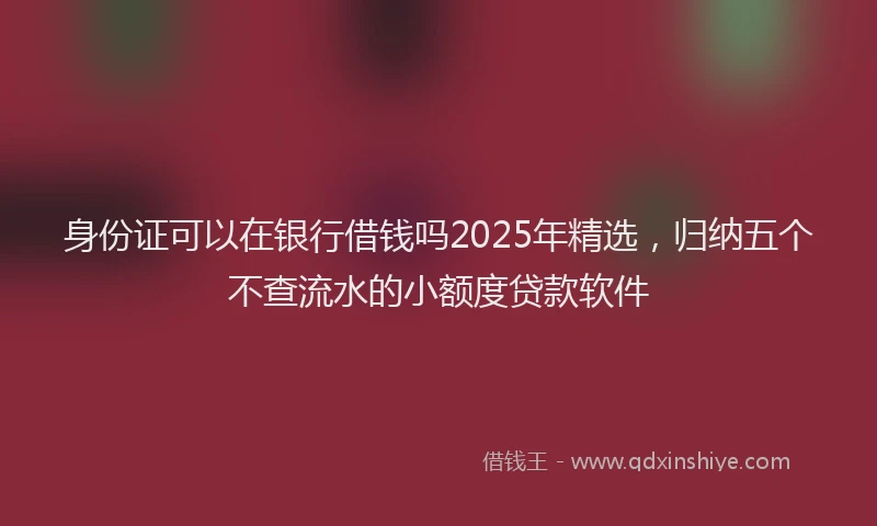 身份证可以在银行借钱吗2025年精选，归纳五个不查流水的小额度贷款软件