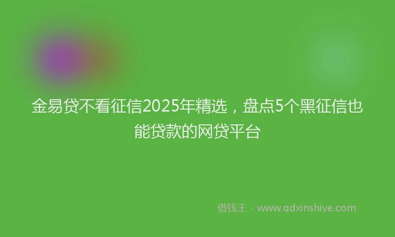 金易贷不看征信2025年精选，盘点5个黑征信也能贷款的网贷平台