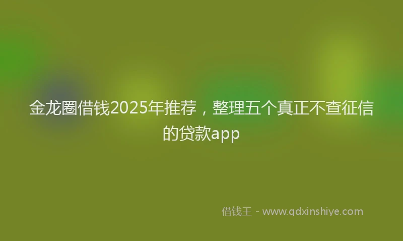 金龙圈借钱2025年推荐，整理五个真正不查征信的贷款app