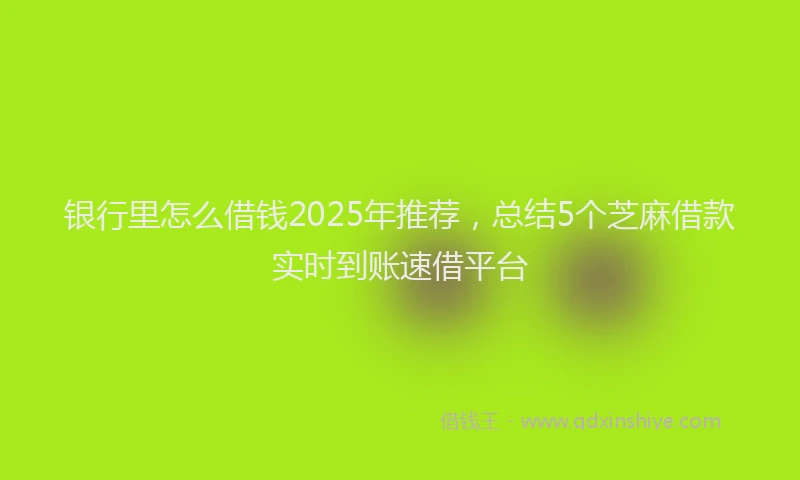 银行里怎么借钱2025年推荐，总结5个芝麻借款实时到账速借平台