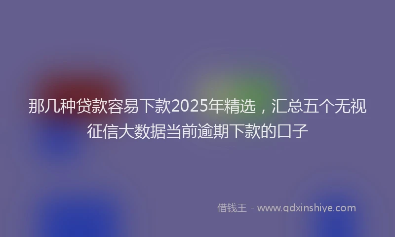 那几种贷款容易下款2025年精选，汇总五个无视征信大数据当前逾期下款的口子