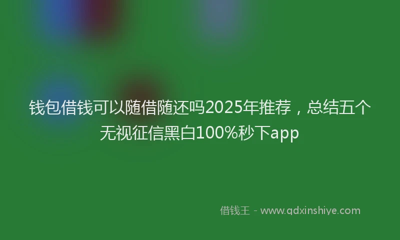 钱包借钱可以随借随还吗2025年推荐，总结五个无视征信黑白100%秒下app