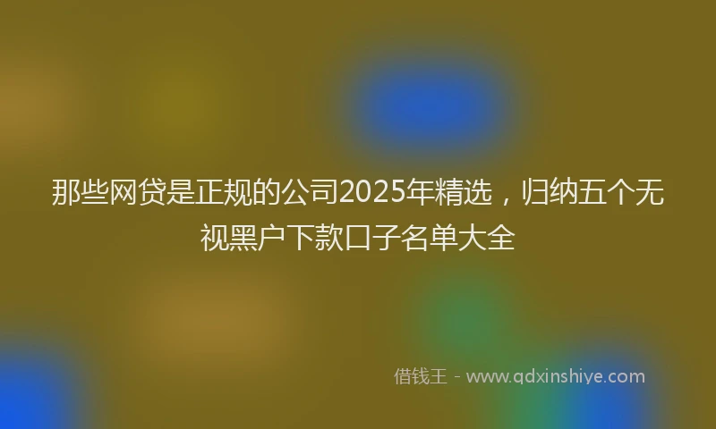 那些网贷是正规的公司2025年精选，归纳五个无视黑户下款口子名单大全