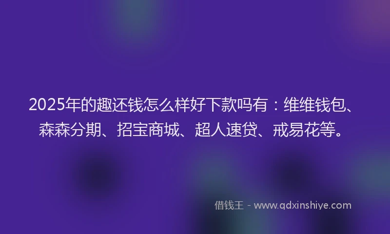 2025年的趣还钱怎么样好下款吗有：维维钱包、森森分期、招宝商城、超人速贷、戒易花等。