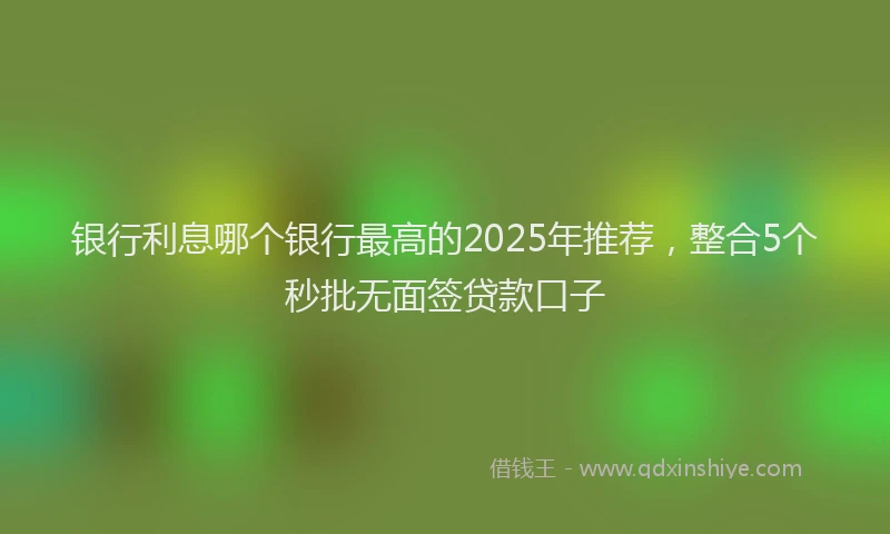 银行利息哪个银行最高的2025年推荐，整合5个秒批无面签贷款口子