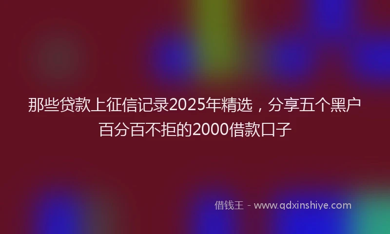 那些贷款上征信记录2025年精选，分享五个黑户百分百不拒的2000借款口子