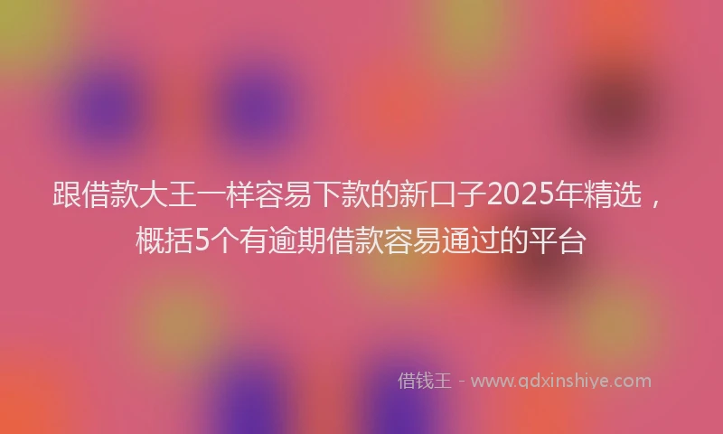 跟借款大王一样容易下款的新口子2025年精选，概括5个有逾期借款容易通过的平台