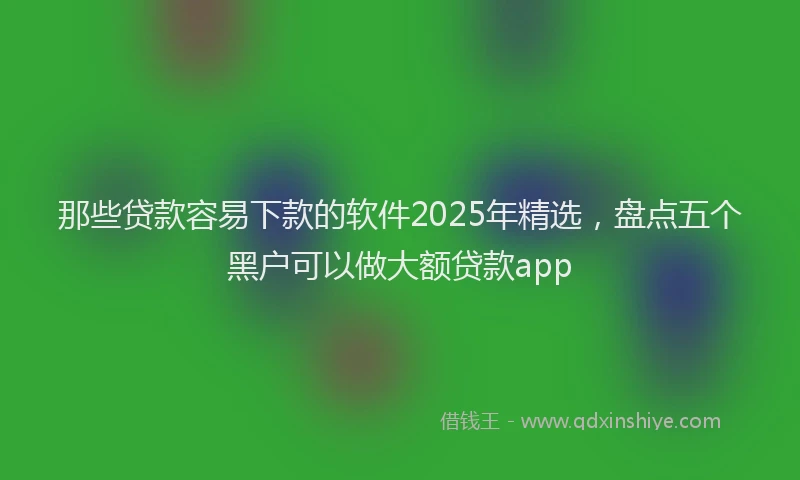 那些贷款容易下款的软件2025年精选，盘点五个黑户可以做大额贷款app