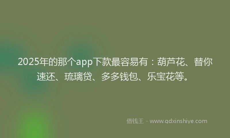 2025年的那个app下款最容易有：葫芦花、替你速还、琉璃贷、多多钱包、乐宝花等。