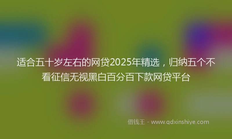 适合五十岁左右的网贷2025年精选，归纳五个不看征信无视黑白百分百下款网贷平台