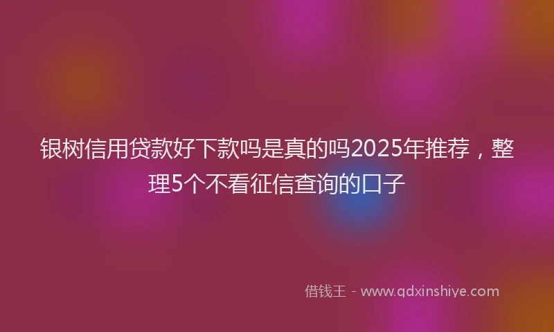 银树信用贷款好下款吗是真的吗2025年推荐，整理5个不看征信查询的口子