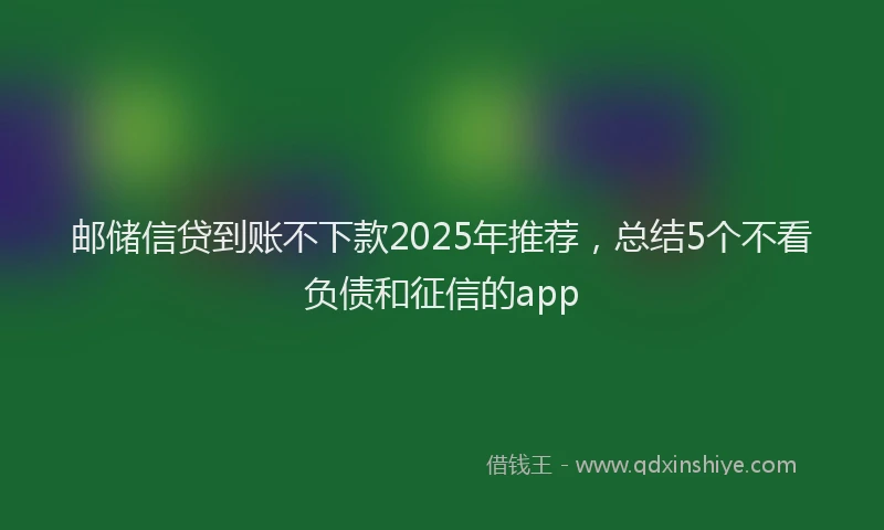 邮储信贷到账不下款2025年推荐，总结5个不看负债和征信的app