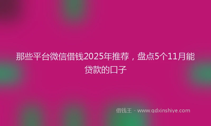 那些平台微信借钱2025年推荐，盘点5个11月能贷款的口子