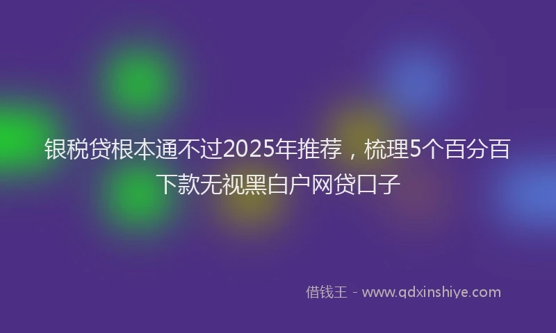 银税贷根本通不过2025年推荐，梳理5个百分百下款无视黑白户网贷口子