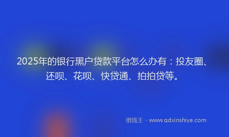 2025年的银行黑户贷款平台怎么办有：投友圈、还呗、花呗、快贷通、拍拍贷等。