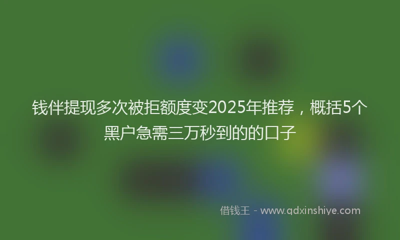 钱伴提现多次被拒额度变2025年推荐，概括5个黑户急需三万秒到的的口子